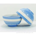 blue ceramic soup bowl